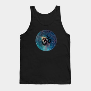 Om in Nebula Flower of Life Tank Top